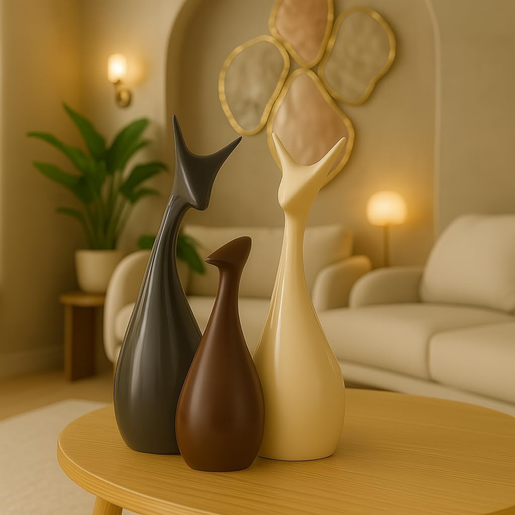 Home Decor Lucky Deer Family Matte Finish Ceramic Figures