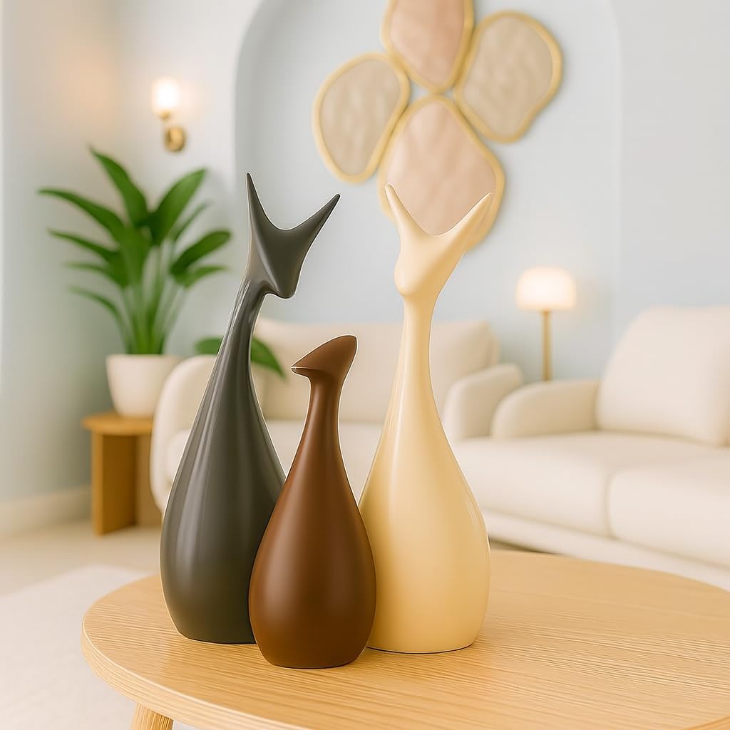 Home Decor Lucky Deer Family Matte Finish Ceramic Figures