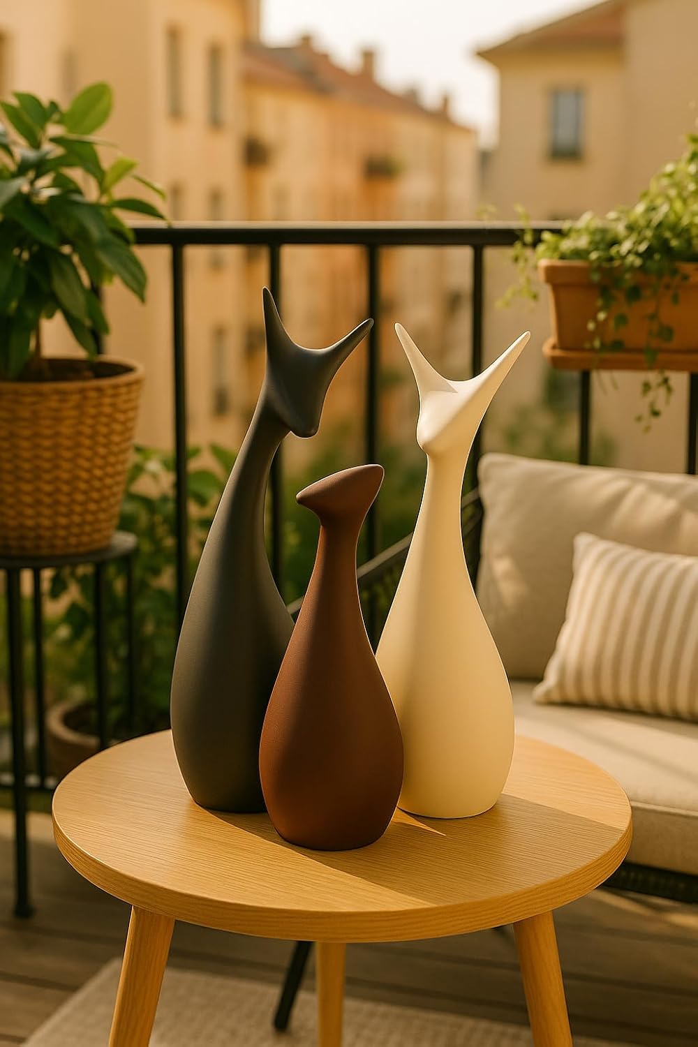 Home Decor Lucky Deer Family Matte Finish Ceramic Figures