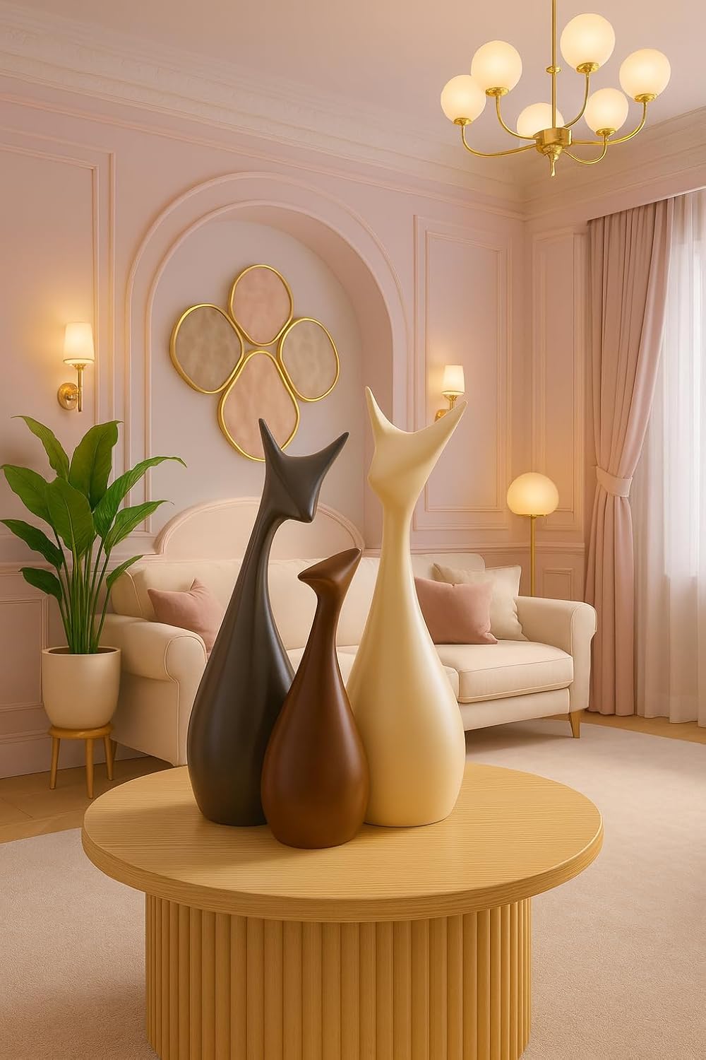 Home Decor Lucky Deer Family Matte Finish Ceramic Figures